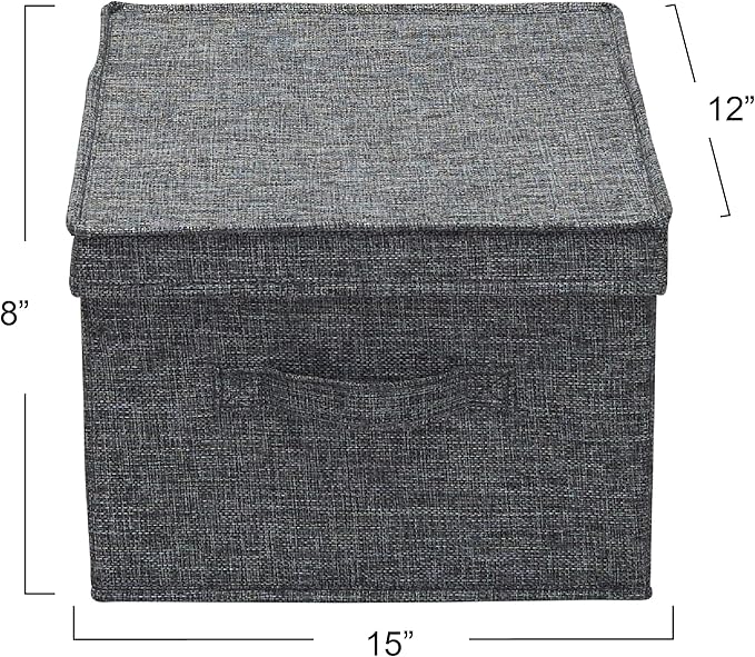 Household Essentials Large Fabric Storage Bins with Lids, Graphite, Set of 2