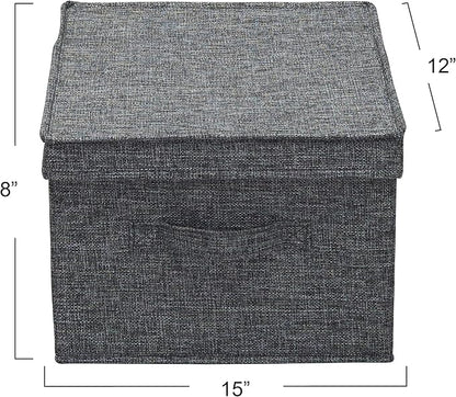 Household Essentials Large Fabric Storage Bins with Lids, Graphite, Set of 2