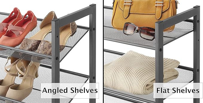 Whitmor Steel Mesh 3-Tier Shoe Rack, Gunmetal Gray