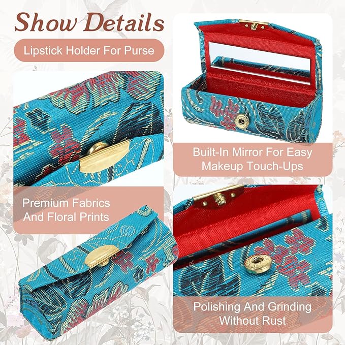 24 Pcs Lipstick Holder Case with Mirror, Lip stick Storage Case Mini Portable Floral Jewelry Holders Box Cosmetic Makeup Travel Cases for Purse, Party favor, Return Gifts (Multicolors)