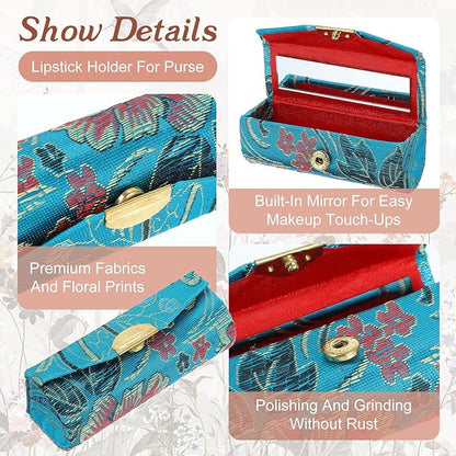 24 Pcs Lipstick Holder Case with Mirror, Lip stick Storage Case Mini Portable Floral Jewelry Holders Box Cosmetic Makeup Travel Cases for Purse, Party favor, Return Gifts (Multicolors)