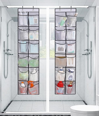 MISSLO Over The Door Shoe Organizer 12 Large Mesh Pockets Hanging Narrow Closet Door, White, 2 Pack