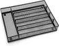 LIANYU Silverware Utensil Drawer Organizer, 5 Compartments Steel Mesh Cutlery Flatware Tray with Foam Feet, 9 1/4" W x 12 1/2" L x 2" H, Black