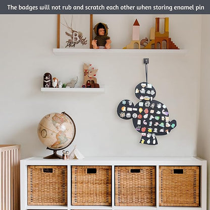Hanging Brooch Pin Organizer Enamel Pin Display Cute Cartoon Shape Brooch Pin Display Storage Holder for Brooch Pin(Without Accessories ) (black-mouse)
