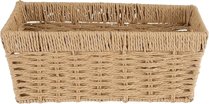 Simplify Small Shelf Storage Basket | Dimensions: 11.4"x 6.5"x4.5" | Dutch Weave Design | Home Organization | Paper Rope Material | Great For Leaving Spaces | Great for Displaying