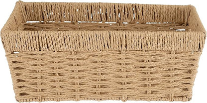 Simplify Small Shelf Storage Basket | Dimensions: 11.4"x 6.5"x4.5" | Dutch Weave Design | Home Organization | Paper Rope Material | Great For Leaving Spaces | Great for Displaying
