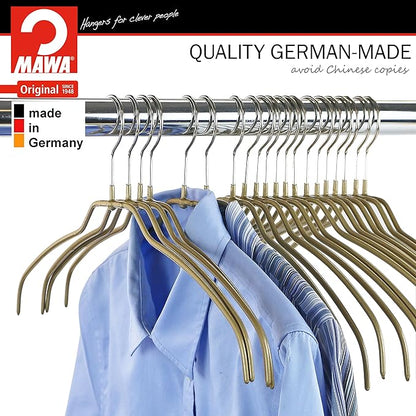 Mawa by Reston Lloyd Silhouette Ultra-Thin Series, Non-Slip Space Saving Shirt Hanger, Style 42/FT, Gold, Pack of 180
