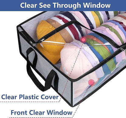 AOODA Hat Storage for Baseball Caps, Large Holds up to 40 Caps Wide Hat Organizer for Closet Snapback Holder, Grey