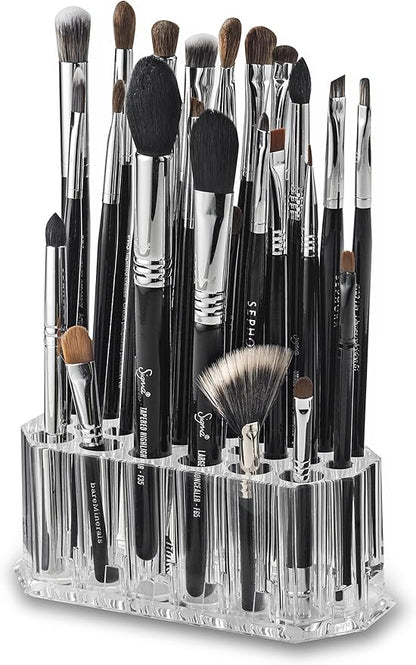 byAlegory Acrylic Makeup Beauty Brush Organizer | 26 Space Cosmetic Storage (CLEAR)