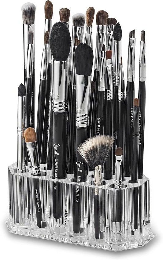 byAlegory Acrylic Makeup Beauty Brush Organizer | 26 Space Cosmetic Storage (CLEAR)