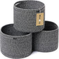 MiniArk Small Basket for Organizing | Cube Shelf Closet Storage Baskets | 9.7×9.7×7.1” | Woven Rope Gift Basket | Nursery | Round 3 Packs Dark Gray