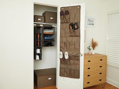 Covermates Keepsakes Hanging Shoe Organizer for Closet – Vertical Storage Shelves for Sneakers, Sandals, and Sweaters – Heavy-Duty Wardrobe Organization, Brown Heather