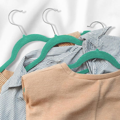 Casafield 50 Velvet Kid's Hangers - 14" Size for Children's Clothes - Teal