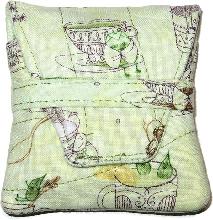 Tea Bag Wallet in a Small Teabag Shape, Swimming Tea Bags Fabric Print, Handmade, Quilted