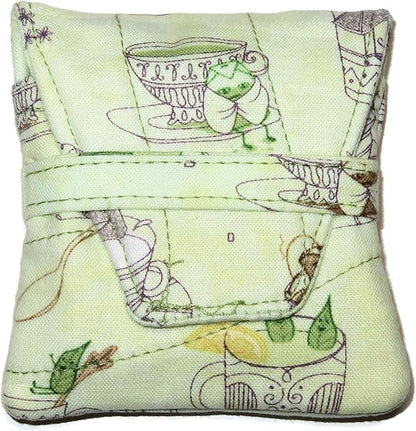 Tea Bag Wallet in a Small Teabag Shape, Swimming Tea Bags Fabric Print, Handmade, Quilted