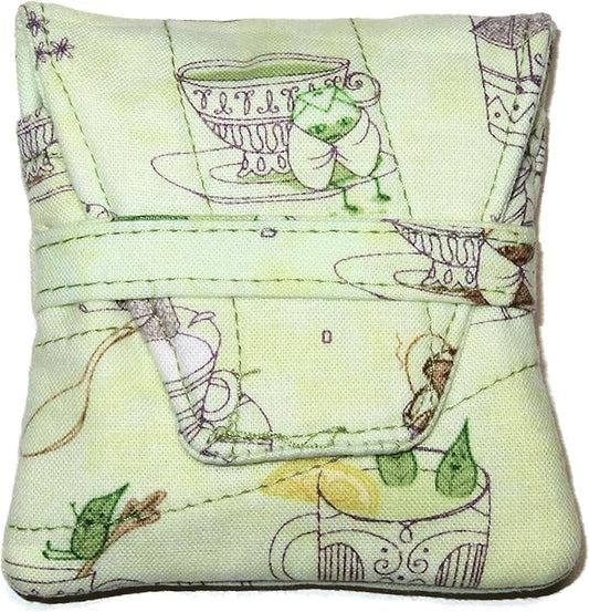 Tea Bag Wallet in a Small Teabag Shape, Swimming Tea Bags Fabric Print, Handmade, Quilted