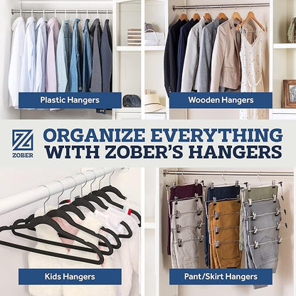 ZOBER Blush Velvet Hangers 50 Pack - Clothes Hangers, Coat Hanger for Pants & Dress Clothes - Non Slip w/ 360 Degree Swivel, Holds up to 10 lbs - Strong Felt Hanger for Clothing