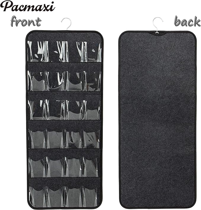 PACMAXI Over The Door Shoes Organizer for 12 Pairs of Baby Shoes Boys Girl, Hanging Baby Sole Shoe Organizer with Hanger(Felt Material-Black)