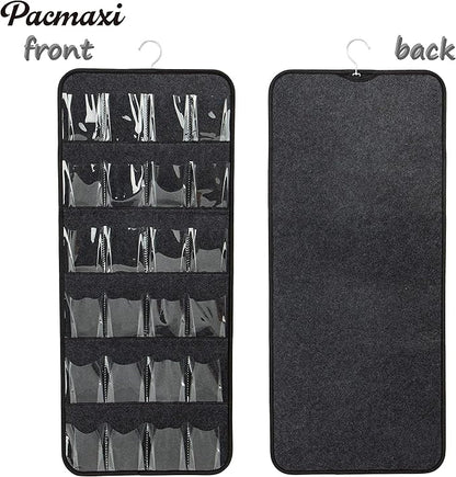 PACMAXI Over The Door Shoes Organizer for 12 Pairs of Baby Shoes Boys Girl, Hanging Baby Sole Shoe Organizer with Hanger(Felt Material-Black)