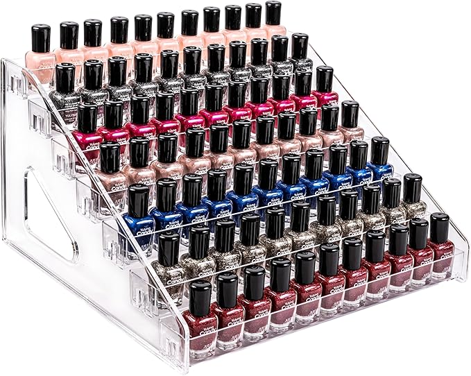 Pero Pero Nail Polish Organizer Acrylic Display Rack for Nail Polish Holder Sunglasses Organizer Essential Oils Holder Clear Eyeglasses Display Case Makeup Organizer
