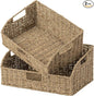 StorageWorks Pantry Baskets for Organizing, Seagrass Storage Baskets for Shelves with Built-in Handles, Pantry Organizers and Storage, Set of 2 (Large and Medium)