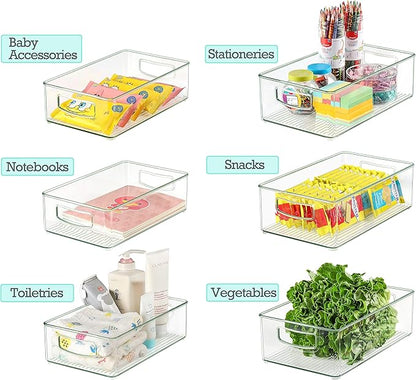 Heyuzb Set of 8 Clear Fridge Organizer Bins, Stackable Refrigerator Organizers and Storage for Fridge, Freezer, Pantry, BPA Free