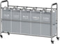 Tajsoon 5 Bag Laundry Sorter Cart, Laundry Hamper Sorter Basket with Heavy Duty Lockable Rolling Wheels for Clothes Storage, Grey & White