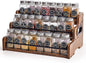 Aminigram Wood Spice Rack Organizer for Cabinet, 3 Tier Spice Shelf Storage, Kitchen Seasoning Organizer for Spice Bottles, Jars, Seasonings, Baking Supplies