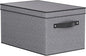 Fabric Storage Bin with Lid, 7.1 x 9.1 x 13 Inch Foldable Storage Box for Shelves with Handles, Decorative Linen Closet Organizer, Gray, 1-Pack