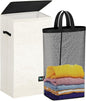 WTREE Laundry Hamper with Lid, Reinforced Sturdy Clothes Hamper with Anti-Puncture Base, Large Collapsible Laundry Basket with Removable Liner Bag, Tall Dirty Clothes Bin for Family, 100L Cream
