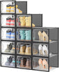 HOMIDEC Shoe Storage, 12 Pack Shoe Organizer for Closet, Shoe Boxes Clear Plastic Stackable Shoe Containers with Lids for Size 13