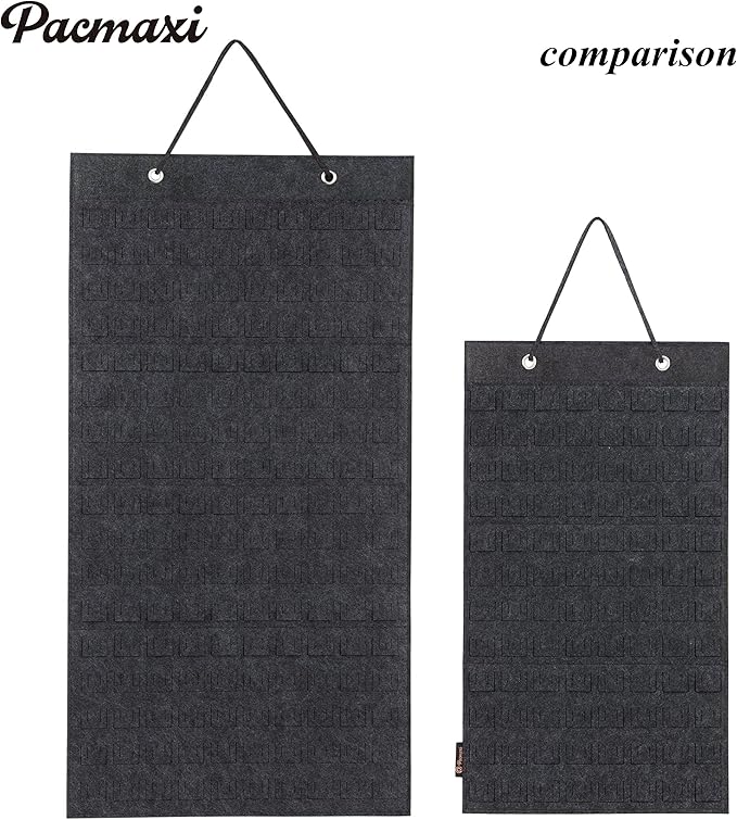 PACMAXI Hanging Brooch Pin Organizer, Display Pins Storage Case, Brooch Collection Storage Holder, Holds Up to 96 Pins.(Not Include Any Accessories) (M-170 Slots, Dark gray, Medium)