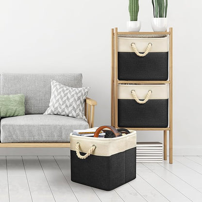 Simple Houseware 13" x 13" Large Fabric Storage Cubes for Closet and Cube Organizer, 3 Pack, Black