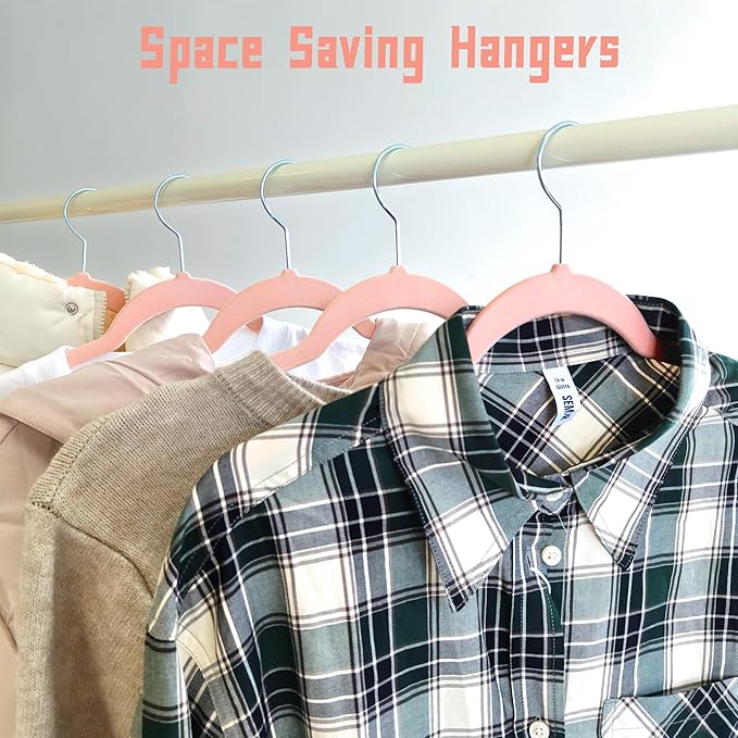 Pink Velvet Hangers 30 Pack, Anti-Slip Slim Space Saving Hangers with 360° Swivel Hook, 17.5 Inch Velvet Clothes Hangers for Coats,Sweater,Jackets,Dresses, Shirts, Suits & T-Shirts (Pink, 30)