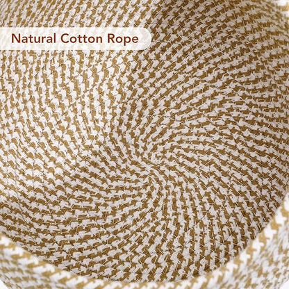 Angoily Storage Basket, 6.6 Quarts Woven Cotton Rope Basket with Lid, 1.6 Gal Small Round Decorative Storage Organizier Bin Box for Nursery, Living Room, Blanket, Home Decor, Bedroom
