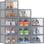 HOMIDEC Shoe Storage, 12 Pack Shoe Organizer for Closet, Shoe Boxes Clear Plastic Stackable Shoe Containers with Lids for Size 10