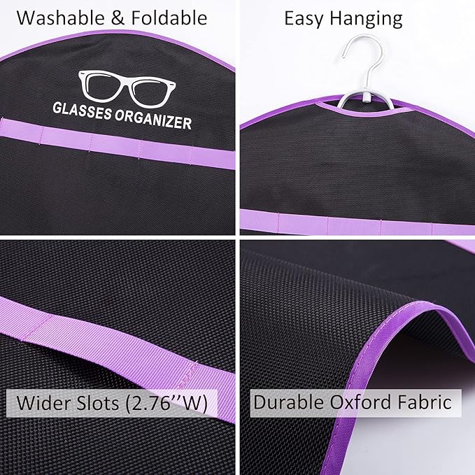 TRIUMPH VISION Hanging Sunglasses Organizers Eyeglasses Holder Stand, 40 Slots Eyeglass Case Eyewear Wall Organizer Multiple Eyeglasses Storage Sunglass Wall Mount Glasses Case Foldable Travel