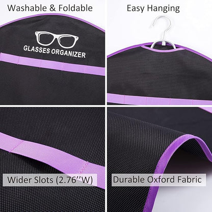 TRIUMPH VISION Hanging Sunglasses Organizers Eyeglasses Holder Stand, 40 Slots Eyeglass Case Eyewear Wall Organizer Multiple Eyeglasses Storage Sunglass Wall Mount Glasses Case Foldable Travel