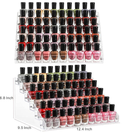 Cq acrylic 54 Bottles of 6 Layers Clear Nail Polish Rack,Nail Polish Storage Organizers and Storage Box,Clear Paint Bottles Holder and Essential Oil Organizer,Pack of 1