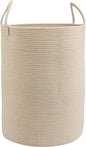 Woven Cotton Rope Laundry basket-16”X22” Laundry Hamper-Rope Storage Basket for Dirty Clothes, Toys and Blankets Perfect for Bathroom, Baby nursery and Living Room Storage (oatmeal, Large)