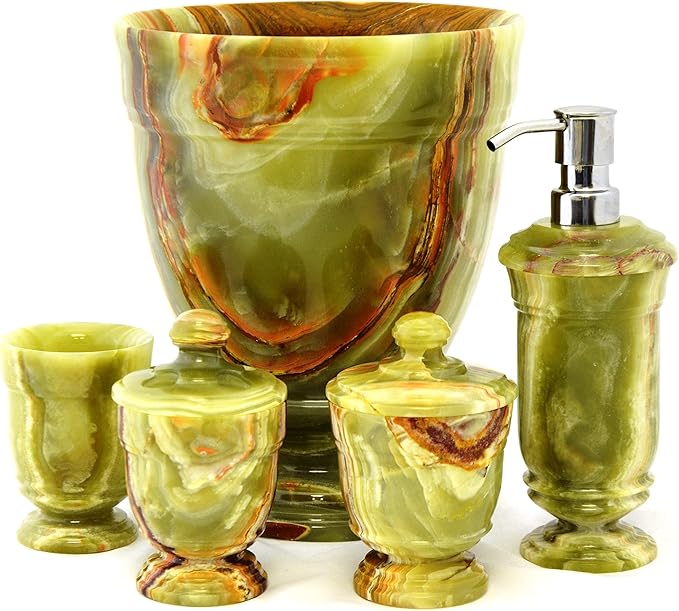 Nature Home Decor 549CG Classic Green Onyx Canister of Bathroom Accessories of Tasmanian Collection