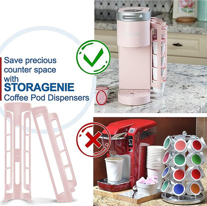 STORAGENIE Coffee Pod Holder for Keurig, Side Mount K Cup Storage, Perfect for Small Counters (2 Rows/For 10 K Cups, PINK)