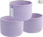 XUANGUO Small round Storage Basket - 3-Pack Round Cube Bins (10x10x7'') for Shelves, Closets & Bookcases | Durable Rope Organizers for Nursery, Baby, Toys, Easter & More (purple)