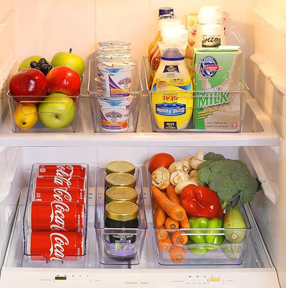 Simple Houseware 8 Pcs Fridge Bin Bundle - 2 Pcs Soda Can Dispenser & 6 Pcs Assorted Fridge Clear Storage Bins