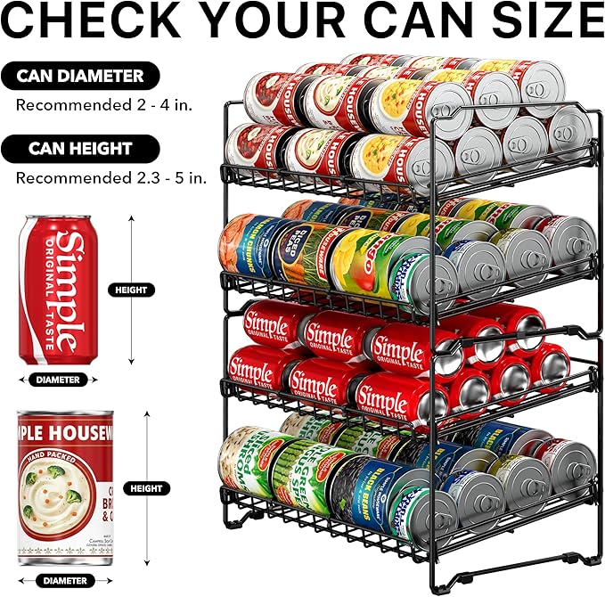 Simple Houseware 2 Tier Stackable Can Rack, Black, 2 Pack
