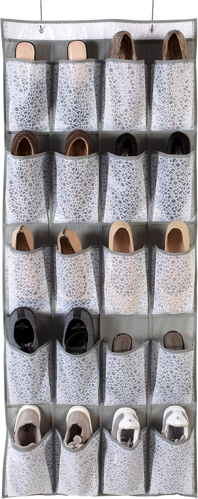 Simplify Embossed Nest Foldable 20 Door Hanging Shoe Organizer, Closet Storage, Large Pockets, White
