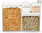 Felli Flip Tite Storage Container with Lid 4" RECTANGULAR Air Tight Ring Flip Top, Stackable Acrylic Canister for Kitchen Counter Pantry, Cereal Granola Pasta Spice, Christmas Gift (4pk, Variety)
