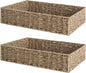StorageWorks Large Seagrass Tray for Bathroom, Seagrass Storage Baskets for Shelves, Handwoven Natural Wicker Baskets for Organizing, 2-Pack