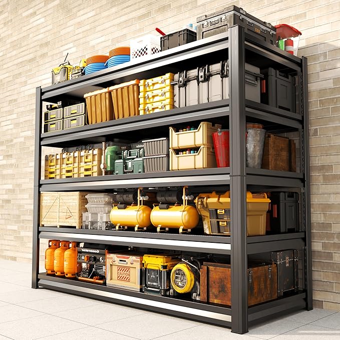 Heavy Duty Garage Shelving Unit, 5-Tier Adjustable Metal Storage Shelves, 3000LBS Utility Rack Shelf for Garage & Basement,Tool Organization, Warehouse, Pantry Closet, Kitchen, 40" W, Black