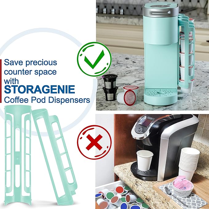 K Cup Holder for Keurig K-cup,Coffee pod Storage, Side Mount | Wall Mount, Perfect for Small Counters (3 Rows/For 15 K Cups, OASIS BLUE)